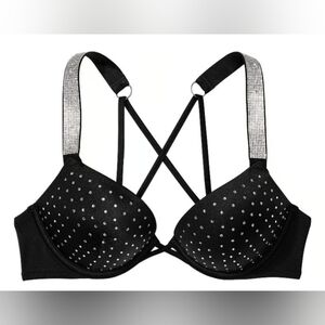 "Various Sizes" VS Swim Diamanté Shine Strap Bombshell Bikini Top Black